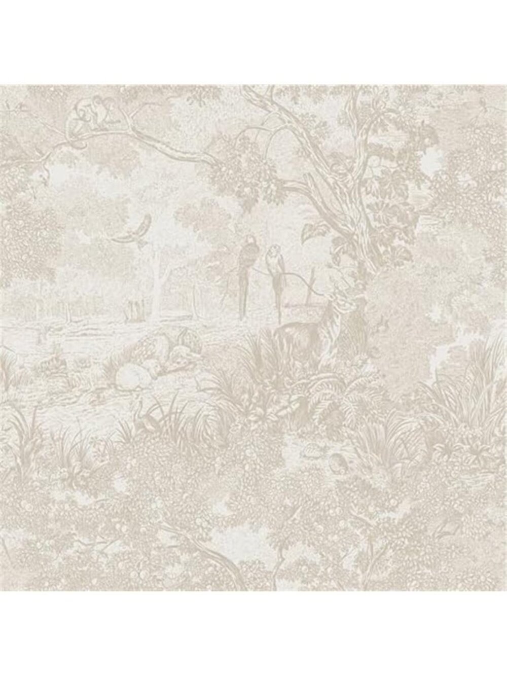 Peel and Stick Wallpaper Beige Neutral Vintage Forest Animals Floral Wallpaper